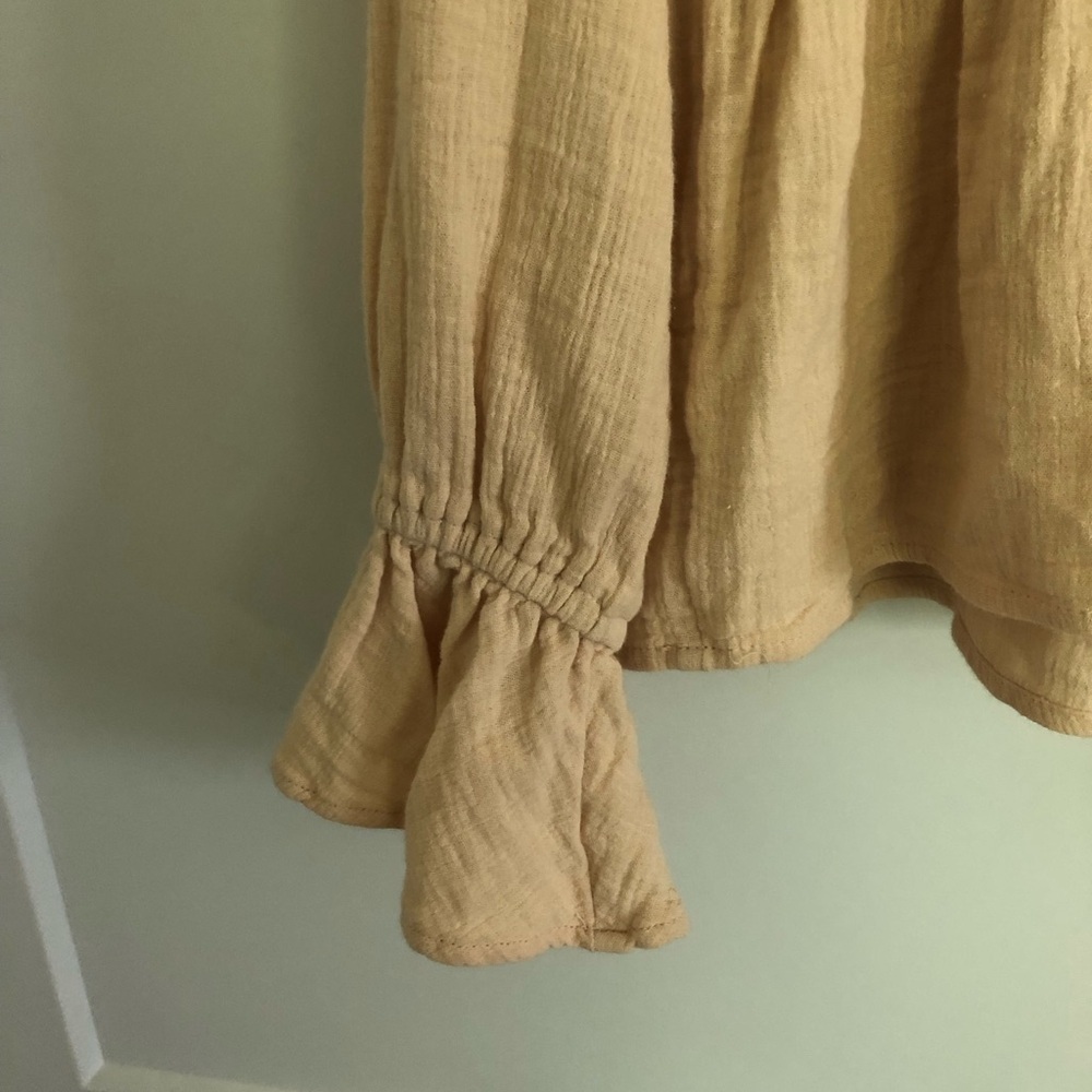 American Rag Tan Gold Ruffled Bell Sleeve Blouse - Picture 3 of 6